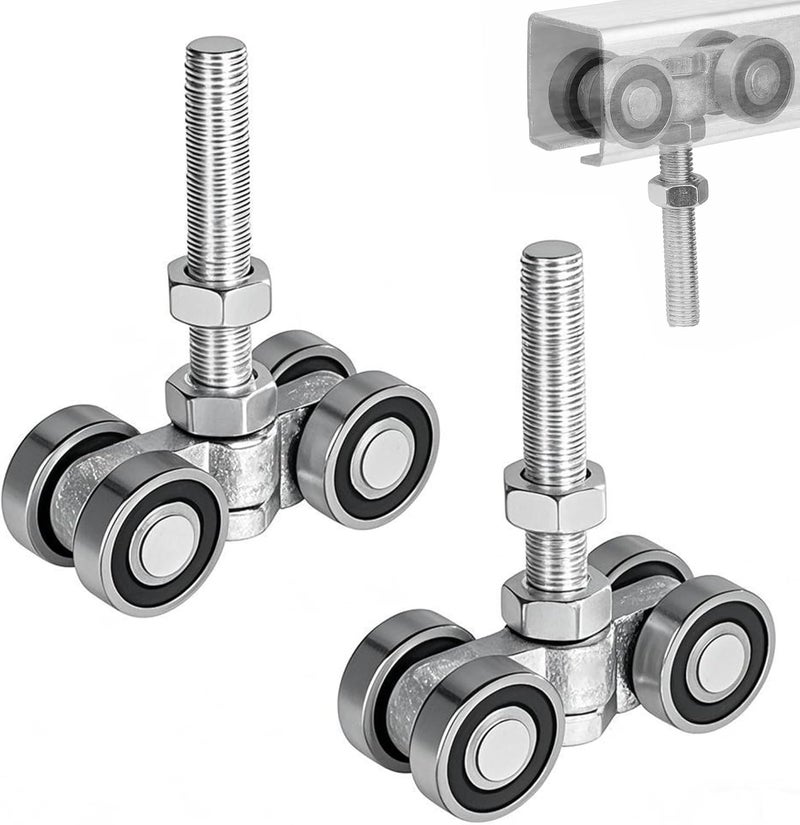 BiJun 4 Wheel Trolley Assembly Roller, Silent Trolley Roller Steel with M12 Bolt for Use with 1-5/8" Wide and All1-5/8" Or taller Strut Channel - Image 1